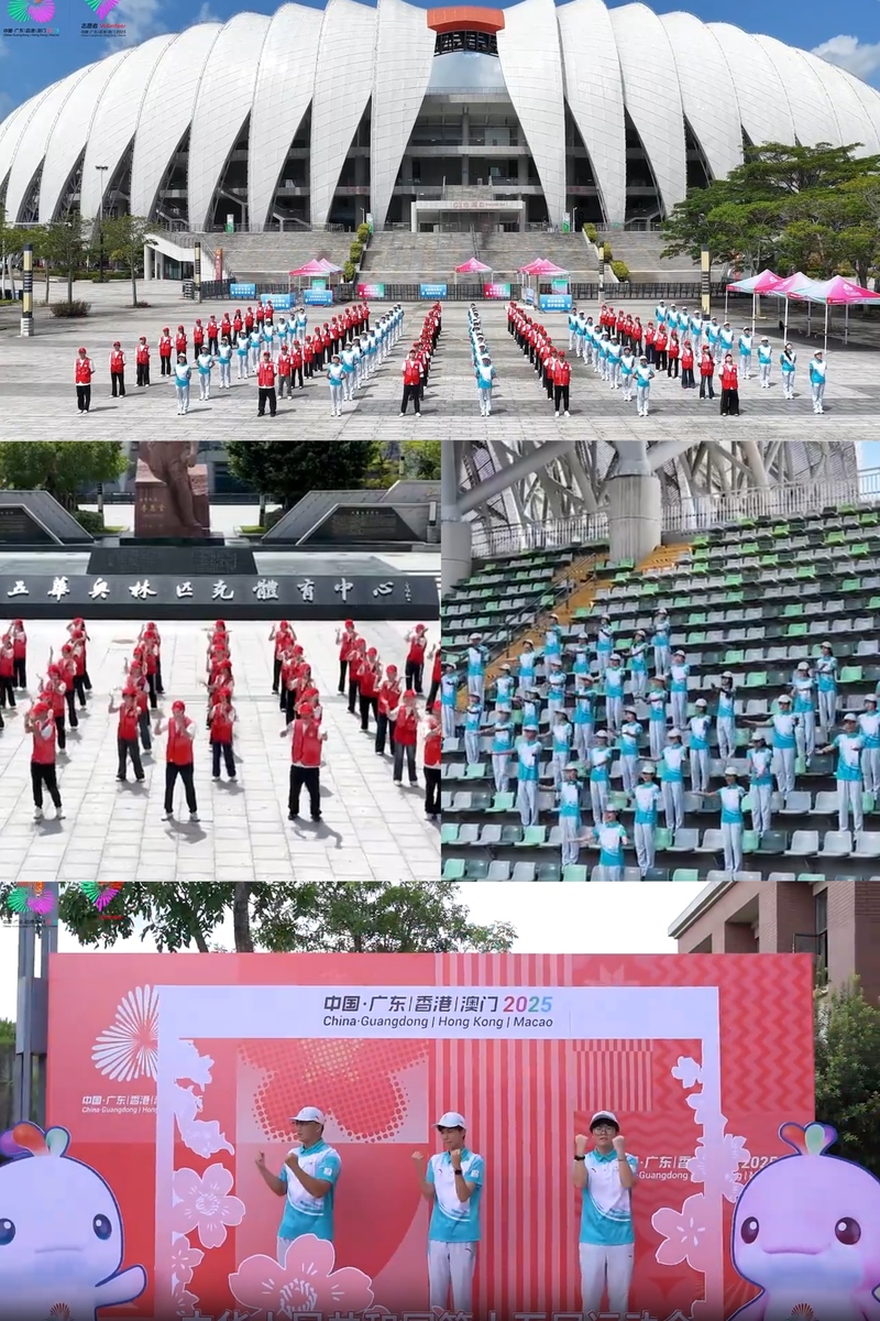 各赛区志愿者“小海豚”在各地接力舞动。